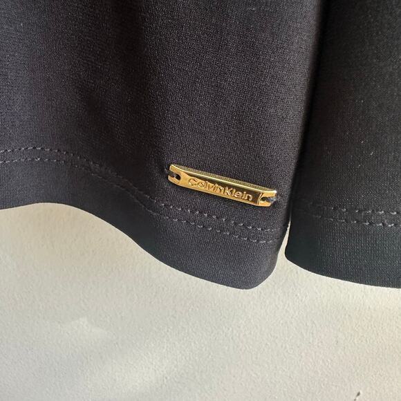 Calvin Klein Square Neck Split Sleeve Pearl Accent Dressy Blouse Top Black 2X - Picture 6 of 10